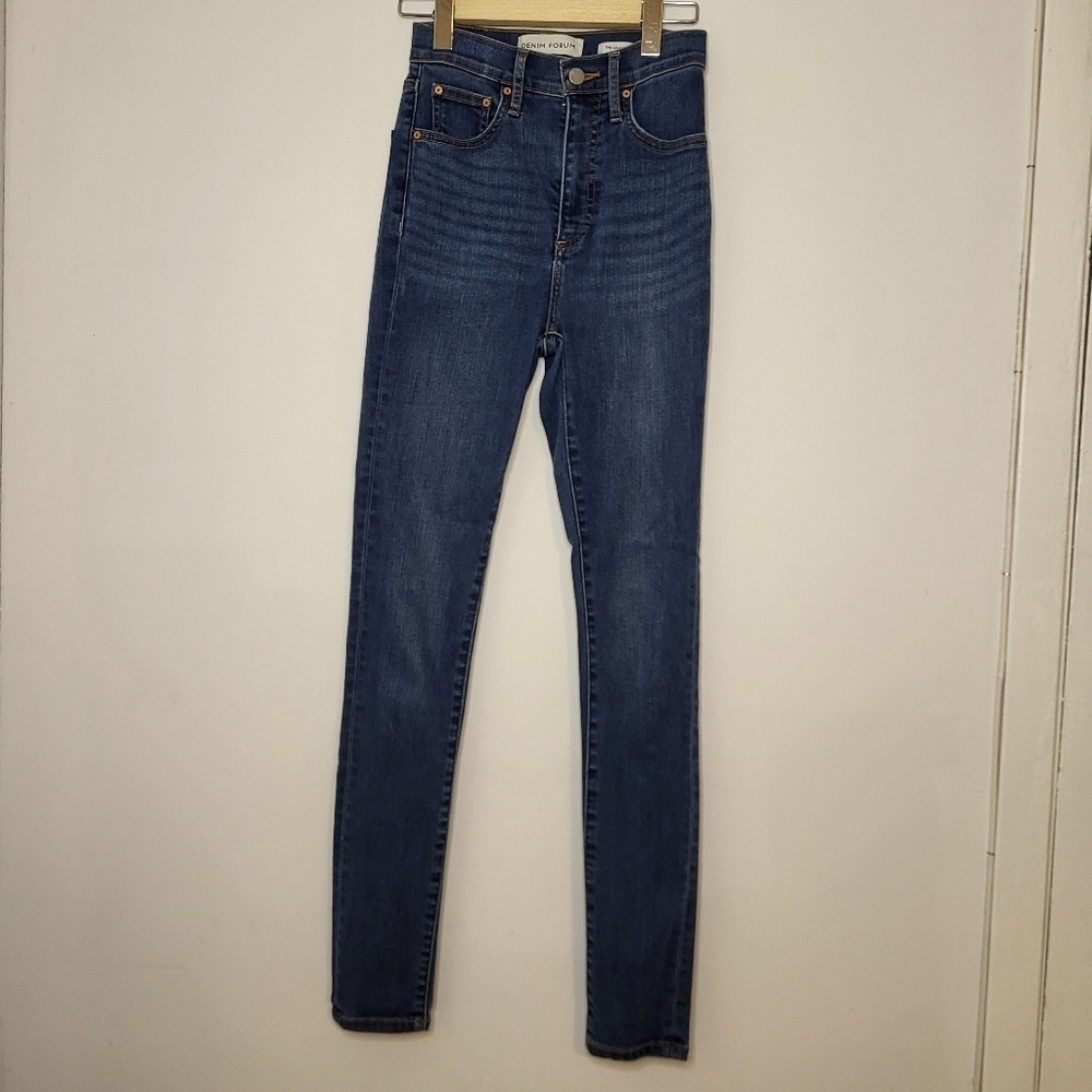 Denim Forum Stretch The Lola High Rise Pockets Skinny 30L Denim Jeans Size 24